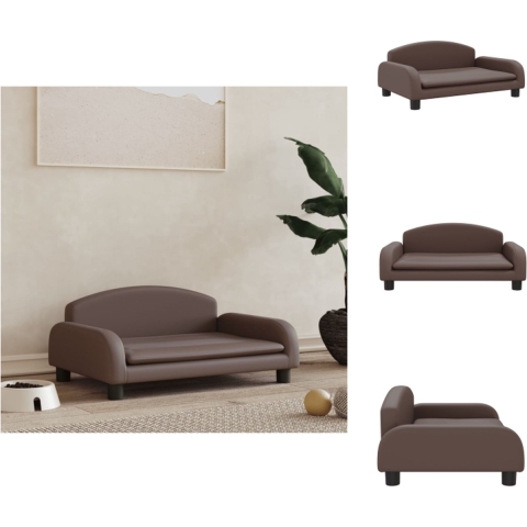 vidaXL Hondenbank - Bruin - 70x45x30 cm - Kunstleer - Massief grenenhout - Draagvermogen 50 kg - Dierenkussen