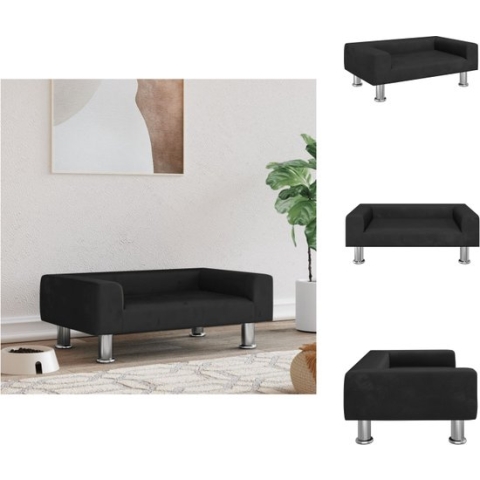 vidaXL Hondenbed - Fluweel - 70 x 45 x 26.5 cm - Zwart - Dierenkussen
