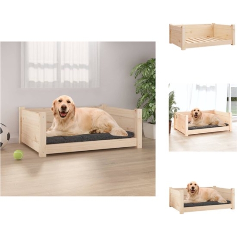 vidaXL Hondenmand - Massief grenenhout - Ondersteunende zijwanden - Tijdloos ontwerp - 75.5 x 55.5 x 28 cm - Dierenkussen