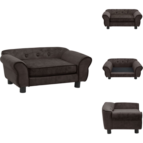 vidaXL Huisdierenbank - Dik gevoerd - Pluche - Bruin - 72 x 45 x 30 cm - Geschikt voor volwassen katten en kleine honden - Dierenkussen