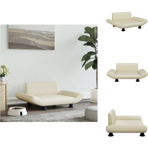 vidaXL Hondenbank - Kunstleer - 70 x 45 x 28 cm - Comfortabel schuim - Stevig grenenhout - Waterdicht - Crème - Dierenkussen