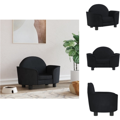 vidaXL Hondenbank - Fluweel - 66 x 40 x 45 cm - Zwart - Dierenkussen