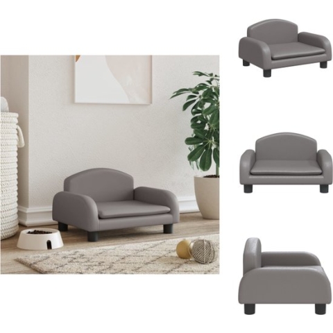 vidaXL Hondenbed - Kunstleren hondenbank - Grijs - 50 x 40 x 30 cm - geschikt voor kleine honden - draagvermogen 50 kg - Dierenkussen