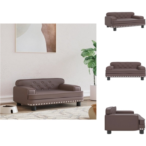 vidaXL Hondenbank - Kunstleer - 70x45x30 cm - Bruin - Dierenkussen