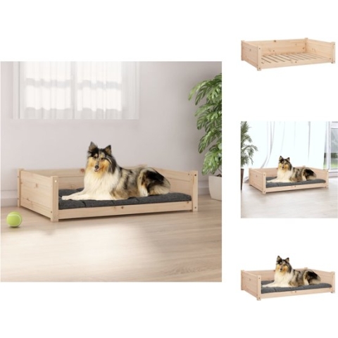 vidaXL Hondenmand Grenenhout - 95.5 x 65.5 x 28 cm - Ondersteunende zijwanden - Dierenkussen