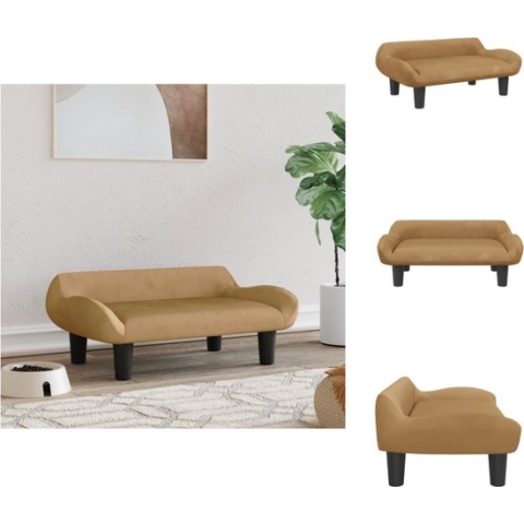 vidaXL Hondenbank - fluweel - 70x40x24 cm - bruin - Dierenkussen