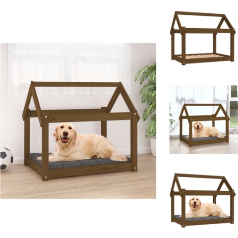vidaXL Hondenmand Grenenhout - 81x60x70 cm - Comfortabel en Rustiek - Dierenkussen
