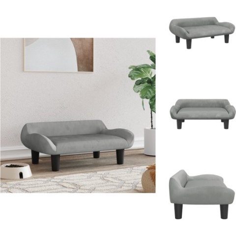 vidaXL Hondenbank Fluweel 70x40x24 cm - Lichtgrijs - 100% Polyester - Dierenkussen