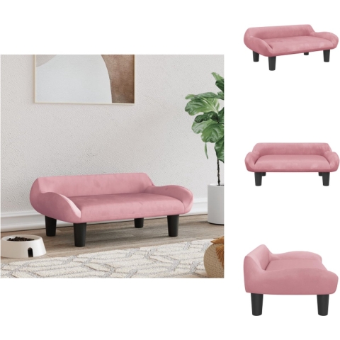 vidaXL Hondenbank Roze Fluweel - 70 x 40 x 24 cm - Geschikt voor kleine honden - Montage vereist - Dierenkussen