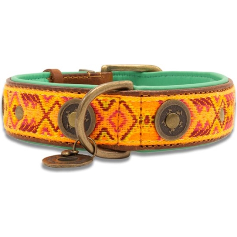 DWAM Dog with a Mission Halsband Hond – Hondenhalsband – Oranje – XXL – Leer – Halsomvang tussen 55-65 x 4 cm – Boho Chica