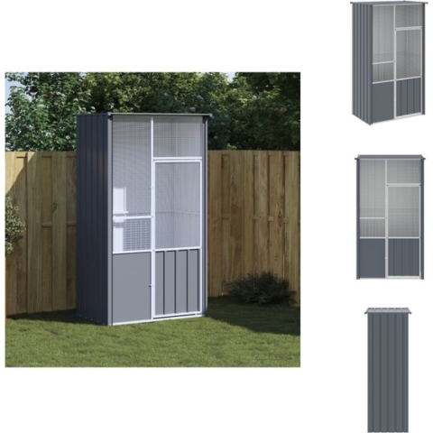 vidaXL Vogelkooi - Gegalvaniseerd Staal - 115 x 78 x 200 cm - Antraciet - Vogelkooistandaard