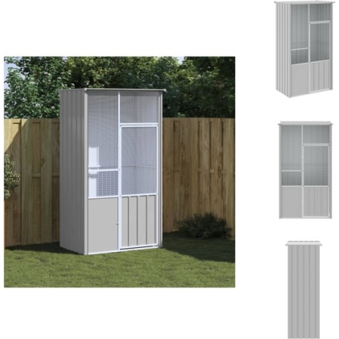 vidaXL Volière - 115 x 78 x 200 cm - Stevig gegalvaniseerd stalen frame - Gelast hek - Grijs - Vogelkooistandaard
