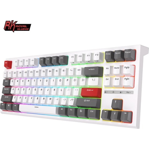 Royal Kludge RKR87 - RGB Mechanisch Gaming Toetsenbord - Foam Touch - Wit - USB - Hot Swappable Switch - Blue Switches - Inclusief Stofkap