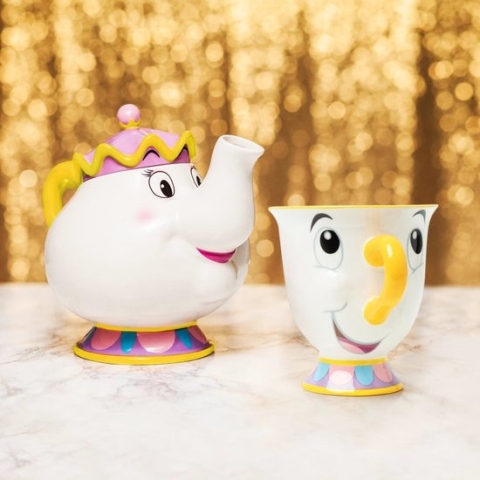 Disney - Mevrouw Potts - Theepot en Chip Mok - Geschenkset - Wit - 400ml