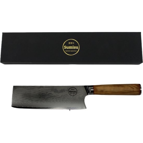 Sumisu Knives - Sumisu Nakiri (hakmes) - Wood collection - 100% damascus staal - Geleverd in luxe geschenkdoos - Cadeau - barbecue accessoires