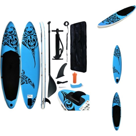 vidaXL Stand Up Paddleboard - Opblaasbaar SUP Board - 305 x 76 x 15 cm - Blauw - Max - 140 kg - Inclusief Pomp - Roeispaan - Vin - Reparatiekit en Draagtas - SUP board