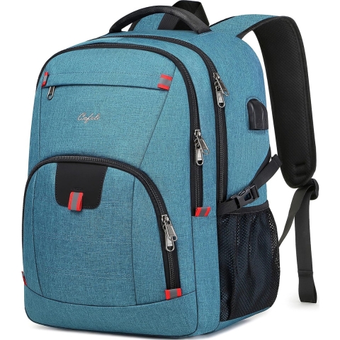 Cafele Laptoprugzak - 17.3 inch - Rugzak met USB-oplaadpoort - Rugtas voor School en Reizen - Rugtas Heren en Dames - Lichtblauw