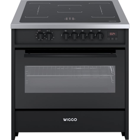 Wiggo WIO-E921A(BX) - Freestanding - Induction - Elektrische Oven - 90cm - 8 Function - 121 Liter - 3000 W - Zwart Inox