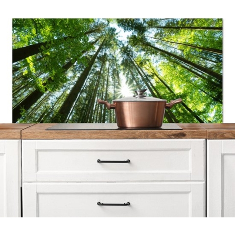 Spatscherm keuken 120x60 cm - Kookplaat achterwand Bos - Licht - Zomer - Groen - Muurbeschermer hittebestendig - Spatwand fornuis - Hoogwaardig aluminium
