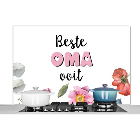 Spatscherm Keuken - Kookplaat Achterwand - Spatwand Fornuis - 120x80 cm - Spreuken - Beste oma ooit - Oma - Quotes - Aluminium - Wanddecoratie - Muurbeschermer - Hittebestendig
