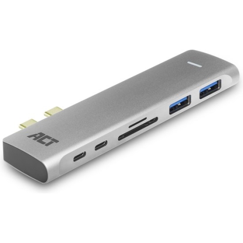 ACT USB-C Thunderbolt™ 3 multiport adapter voor 1 HDMI monitor, 2x USB-A, 1x USB-C, kaartlezer, PD pass-through AC7025