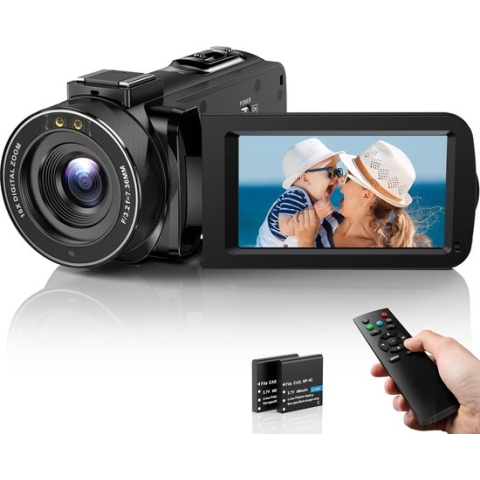 Digitale Vlog Camera voor Beginners - Full HD Camcorder voor Vlogging en YouTube - Inclusief Extra Batterijen - Handheld Video Recorder met Beeldstabilisatie - 3 Inch LCD Scherm - Draagbaar en Gemakkelijk te Gebruiken