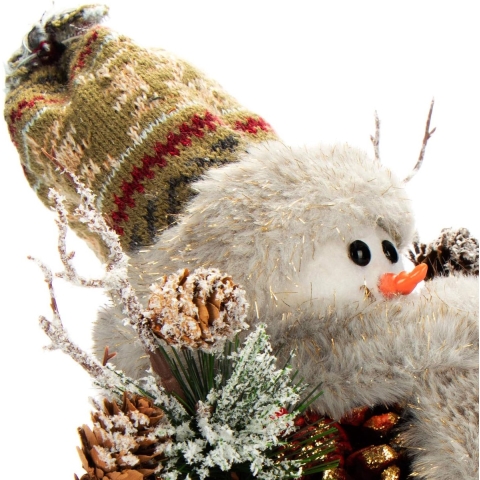 Sneeuwpopfiguur, maat M, premium, winterse decoratieve figuur met dennenappellichaam, handgemaakte liefdevolle kerstdetails, betoverende tafeldecoratie voor de adventstijd (goudkleurig, M)