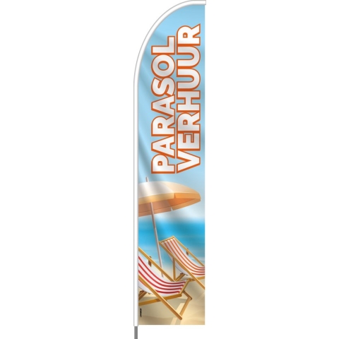 Beachflag - Parasolverhuur - Vlag + Hengelsysteem + Draagtas - Actievlag.nl