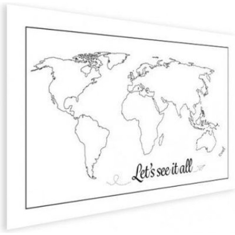 Wereldkaart Let's See It All Zwart - Poster 150x100