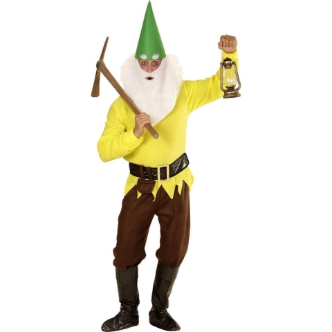 Widmann - Dwerg & Kabouter Kostuum - Tuin Kabouter Geel - Man - Geel - Small - Carnavalskleding - Verkleedkleding