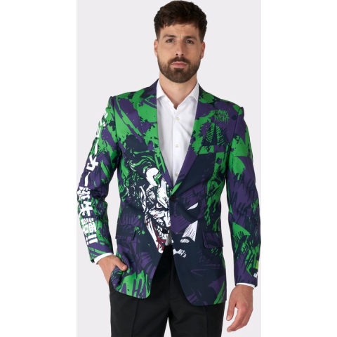 Opposuits - Batman & Robin Kostuum - Battle Batman Vs Joker Colbert - Groen, Paars - Maat 50 - Halloween - Verkleedkleding