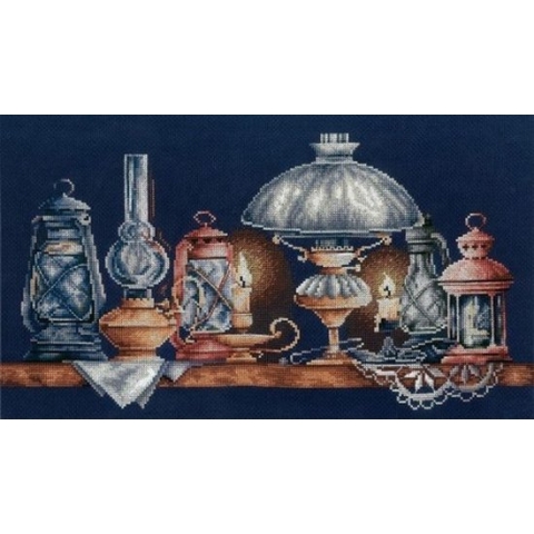 BORDUURPAKKET LAMPS - ADRIANA - telpatroon om te borduren - zwarte AIDA 14 count