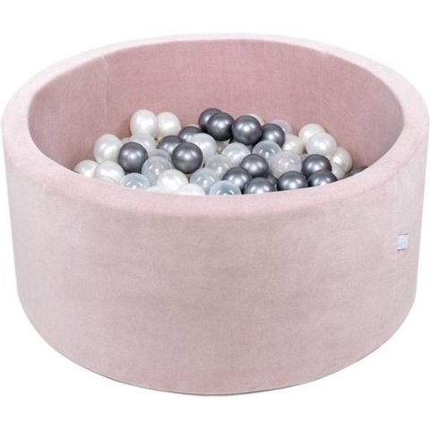 Ballenbak XL rond 90x40 velvet lichtroze Misioo, excl. ballen