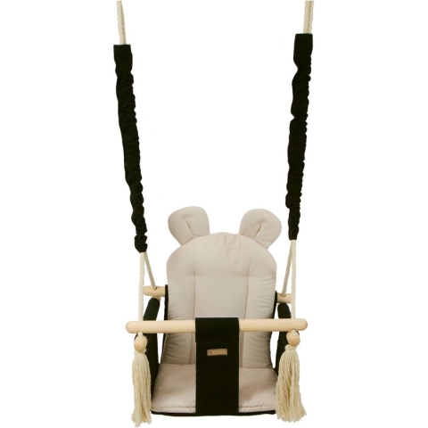 Babyschommel - babyswing - met oren - max. 20 kg - zwart, crème