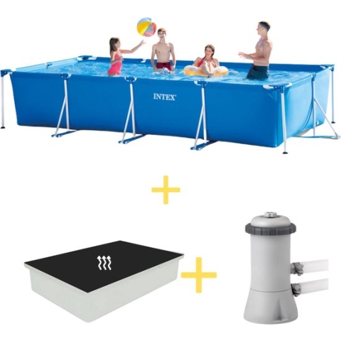 Zwembad - Frame Pool - 450 x 220 x 84 cm - Inclusief Filterpomp & Solarzeil