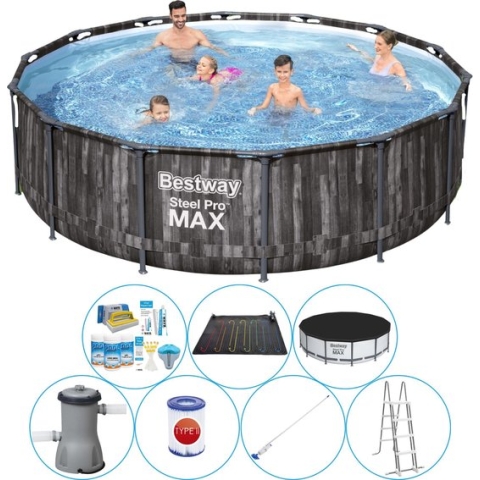 Steel Pro MAX Wood 427x107 cm - Zwembad Deal