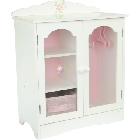 Teamson Kids Garderobe met 3 Hangers Voor 18" Poppen - Accessoires Voor Poppen - Kinderspeelgoed - Roze/Wit