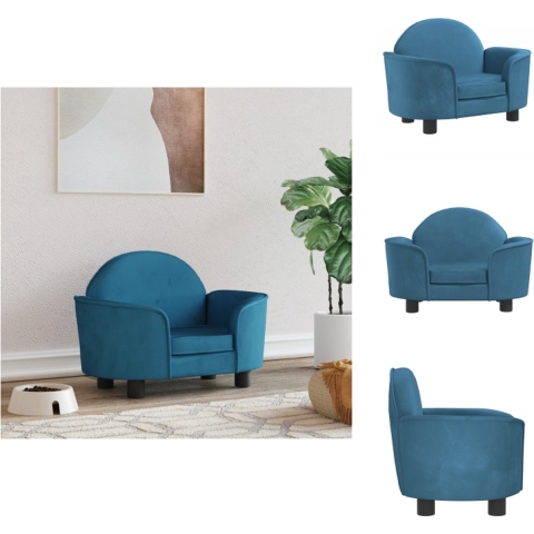 vidaXL Hondenbank Fluwelen Hondenbed - 66 x 40 x 45 cm - Blauw - Dierenkussen