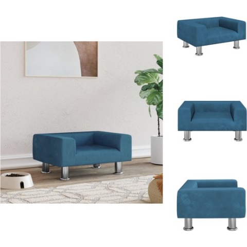 vidaXL Hondenbank Fluweel - Blauw - 50 x 40 x 26.5 cm - 100% polyester - Dierenkussen