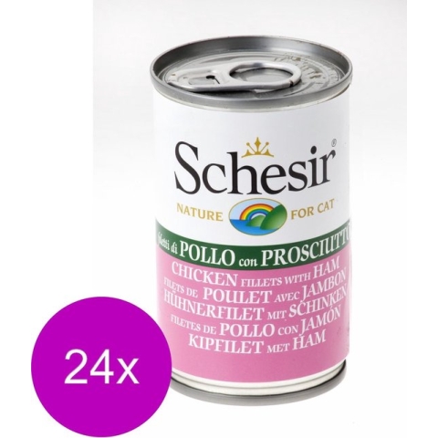 24x Schesir Kattenvoer Kipfilet - Ham 140 gr