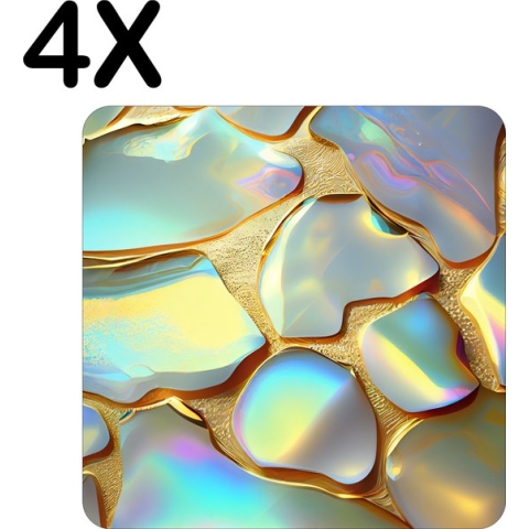 BWK Stevige Placemat - Parlemour met Goud - Set van 4 Placemats - 50x50 cm - 1 mm dik Polystyreen - Afneembaar