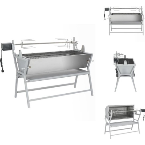 vidaXL Grill Rotis - 132 x 55 x 98 cm - Verstelbaar draaispit - Gelijkmatige warmteafvoer - Elektrische motor - Hittebestendig gepoedercoat staal - Draaispit