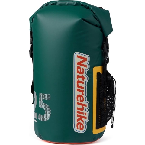 Dry Bag 15L, 25L, waterdichte tas met waterdichte mobiele telefoonhoes en lange verstelbare schouderriem voor kamperen, wandelen, varen, fietsen, raften, kajakken, snowboarden, 25 L, groen,