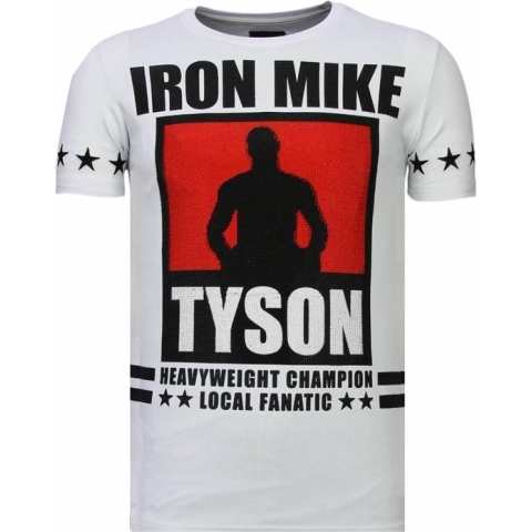 Iron Mike Tyson - Rhinestone T-shirt - Wit