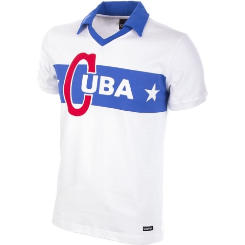 COPA - Cuba 1962 Castro Retro Voetbal Shirt - S - Wit;Blauw