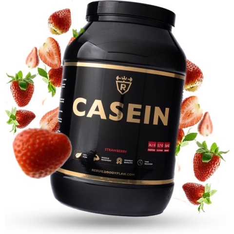 Rebuild Nutrition Casein - Nacht Proteïne/Caseïne Micellaire/Eiwitshake - Langzame Eiwitten - Poeder 1800 gr - Aardbei smaak