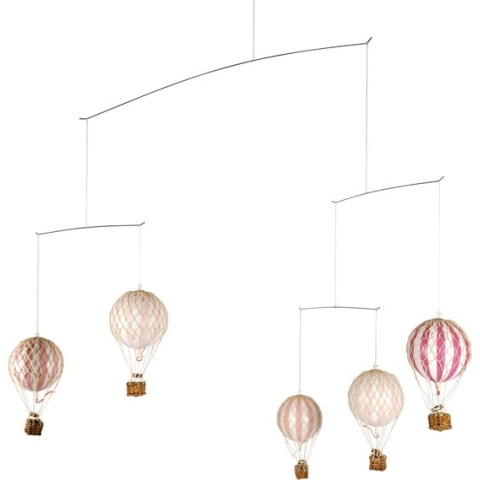 Authentic Models - Flying the Skies Mobile - baby mobiel - kinderkamer decoratie - babykamer decoratie - luchtballon decoratie - Roze