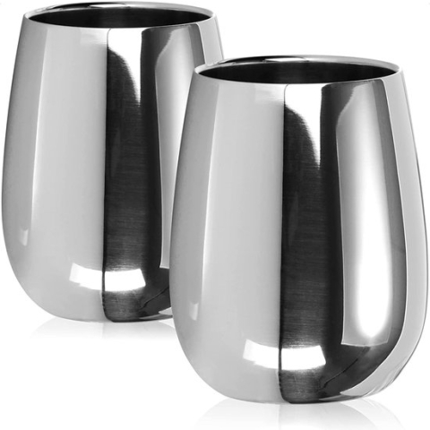 2x drinkbekers van roestvrij staal - hoogglans wijnbeker 200 ml - premium roestvrijstalen beker to go - thermobeker dubbelwandig & BPA-vrij