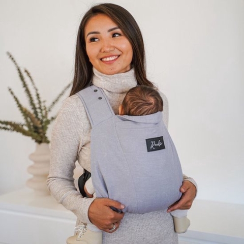 ROOKIE Baby Konnekt draagzak - Design buikdrager en rugdrager - Comfortabel en ergonomisch - Babydrager vanaf Geboorte - Ook voor Peuter - Biologisch katoen (Grey)