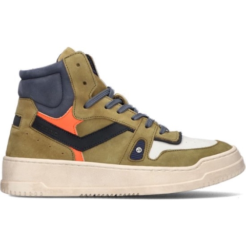 Vingino Rens Mid Premium Hoge sneakers - Leren Sneaker - Jongens - Groen - Maat 33